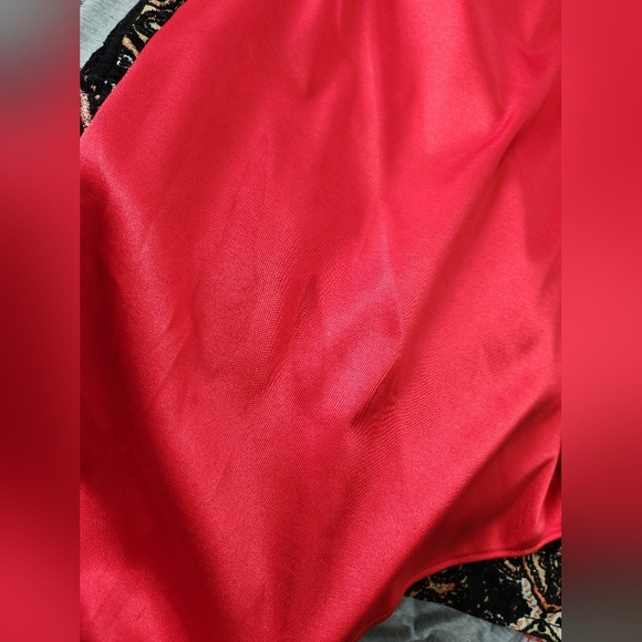 Jessica McClintok Full Length Halter Scrunch Red Satin Dress sz 6 - Picture 14 of 14